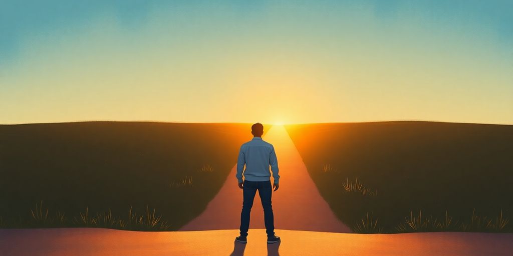 Person walking towards a bright, open door.