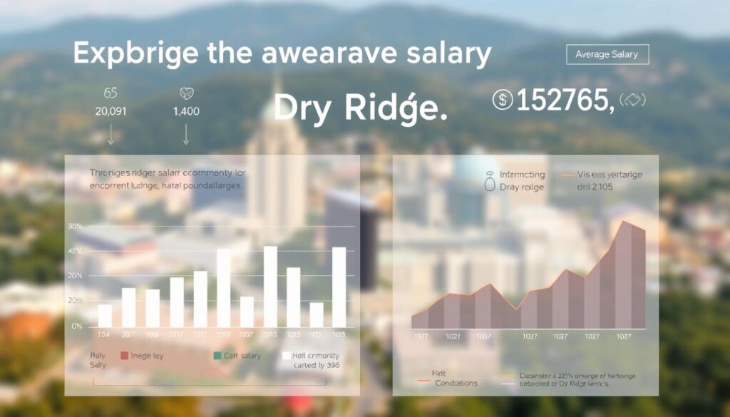 A detailed data visualization depicting the average salary in Dry Ridge, Kentucky. The image should showcase a modern, data-driven infographic with clean typography, intuitive charts, and a professional aesthetic. The background should feature a soft, blurred cityscape of Dry Ridge, establishing the geographic context. In the foreground, prominent data visualizations, such as bar graphs and line charts, should convey the key salary statistics in an engaging, easy-to-understand manner. The middle ground could include subtle graphic elements, such as data icons or minimalist illustrations, to complement the informative content. The overall lighting should be soft and diffused, creating a polished, well-balanced composition that effectively communicates the "Exploring the average salary dry ridge kentucky Report" subject matter.