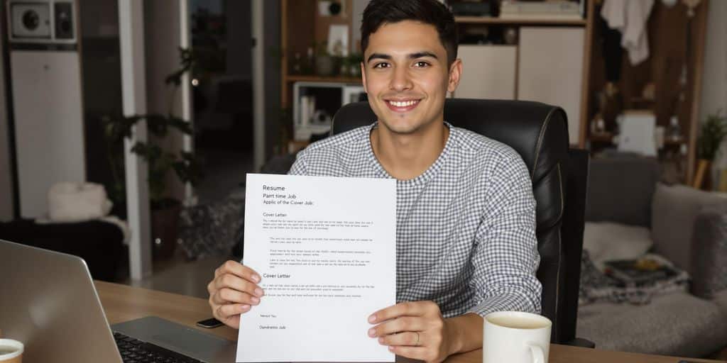 Person preparing job application at home workspace
