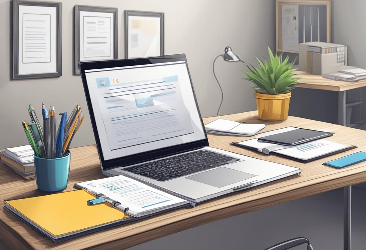 How to Write a Cover Letter That Sounds Like You and Gets You Noticed: Practical Tips for Standing Out 1 A desk with a laptop, pen, and notepad. A framed degree and relevant work experience certificates displayed on the wall. A cover letter draft with highlighted qualifications and skills