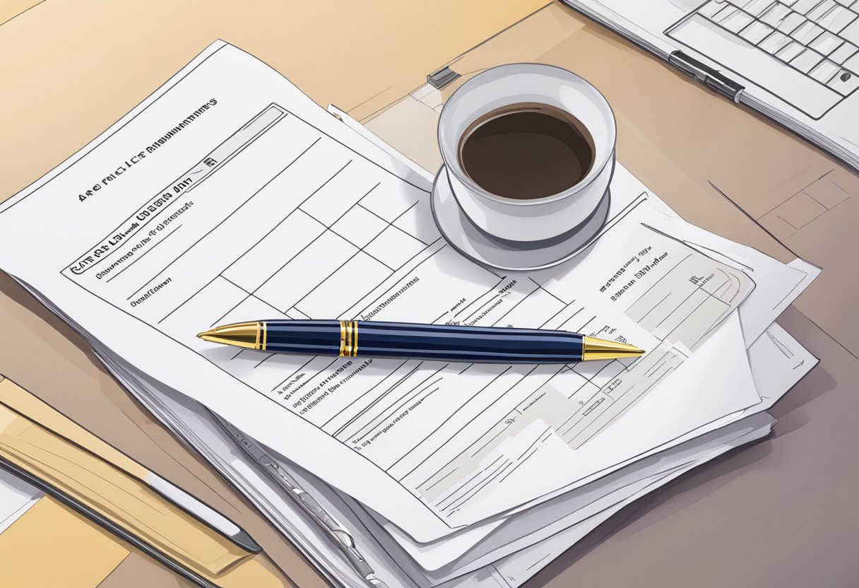 A stack of official documents, a pen, and a USCIS cover letter form on a desk