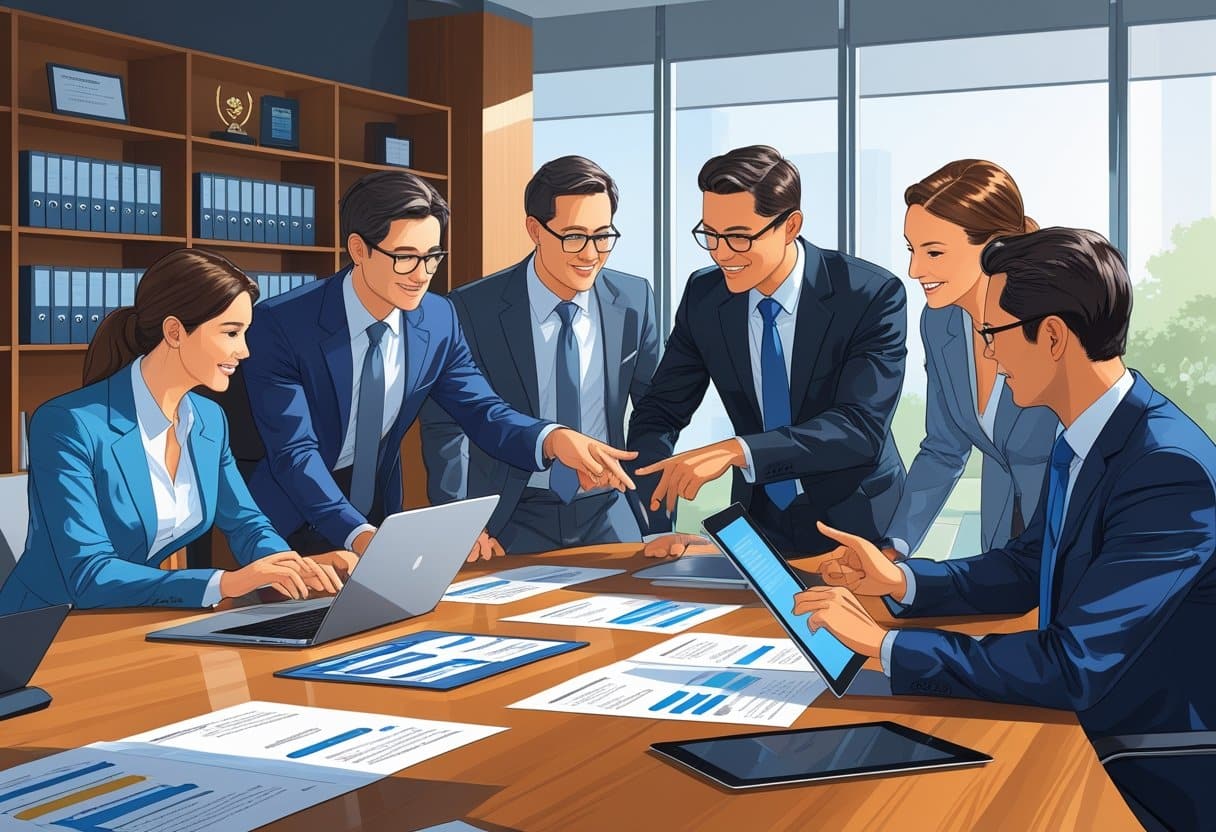 49 Executive Resume Examples & Guide for 2025: Proven Templates and Expert Writing Tips 3 A group of business executives in a conference room reviewing resumes and discussing them around a table.