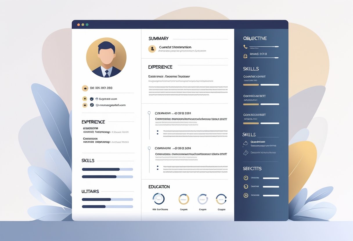 16 Resume Examples and Perfect Template for your Career in 2025 2 A clean and organized resume layout showing sections for profile, experience, skills, and education on a digital screen.