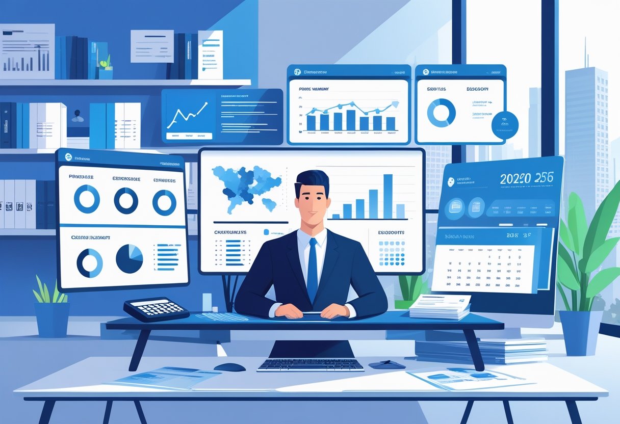 18 Finance Manager Resume Examples & Guide for 2025: Proven Templates and Expert Writing Tips 2 A finance manager working at a desk with multiple screens showing financial charts and data in a modern office setting.