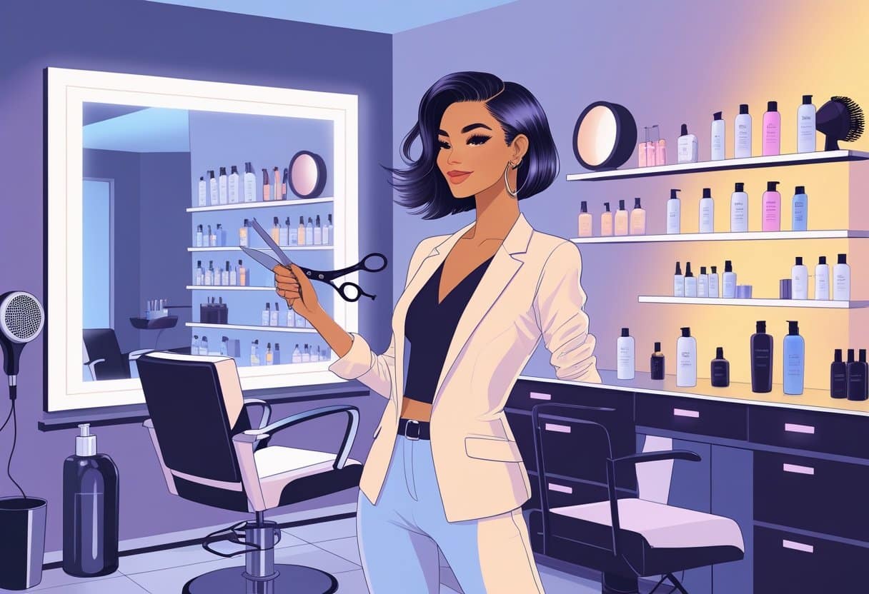 20 Hair Stylist Resume Examples & Guide for 2025: Expert Tips for Standout Applications 1 A hair stylist working in a modern salon with styling tools and hair care products around.