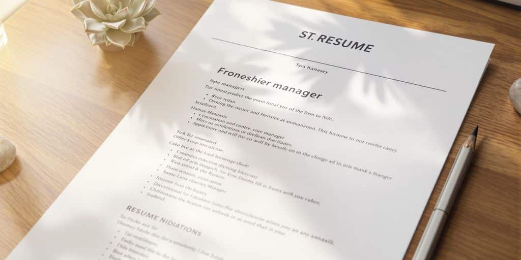 Spa manager resume with serene decor.