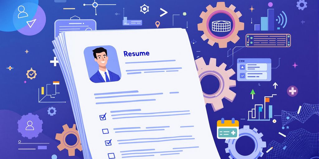 Professional resume, CRM software, gears