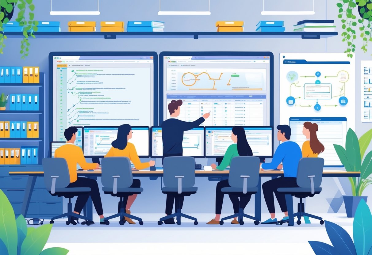 15 QA Tester Resume Examples & Guide for 2025: Expert Tips and Samples for Success 1 A group of people working together at a desk with computers and charts in an office environment focused on quality assurance testing.