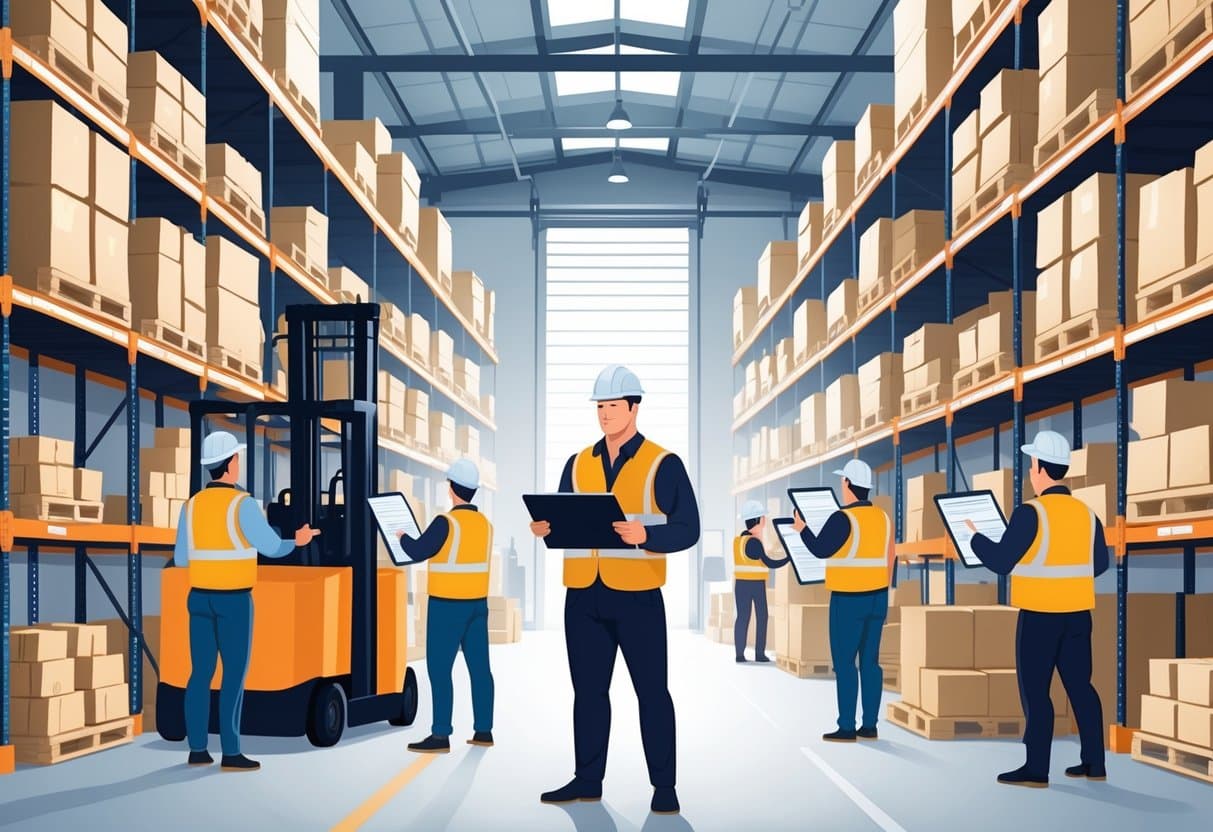 10 Warehouse Worker Resume Examples & Guide for 2025: Expert Tips to Land Your Next Job 1 Warehouse workers wearing safety gear are organizing packages, operating forklifts, and checking inventory inside a large, well-lit warehouse.