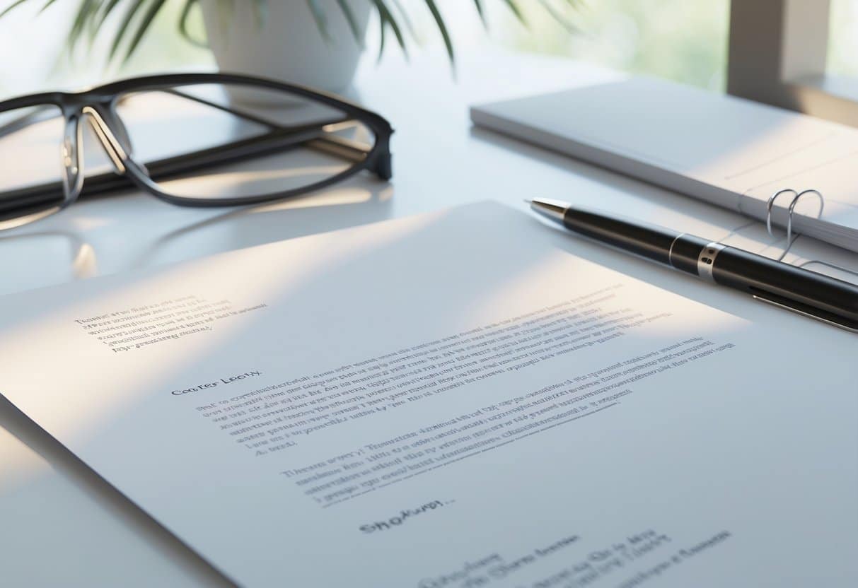 What Is An Enclosure In A Cover Letter and Why It Matters for Your Application 3 Close-up of a formal cover letter on a desk, showing the lower left corner where the enclosure line is placed below the signature block.