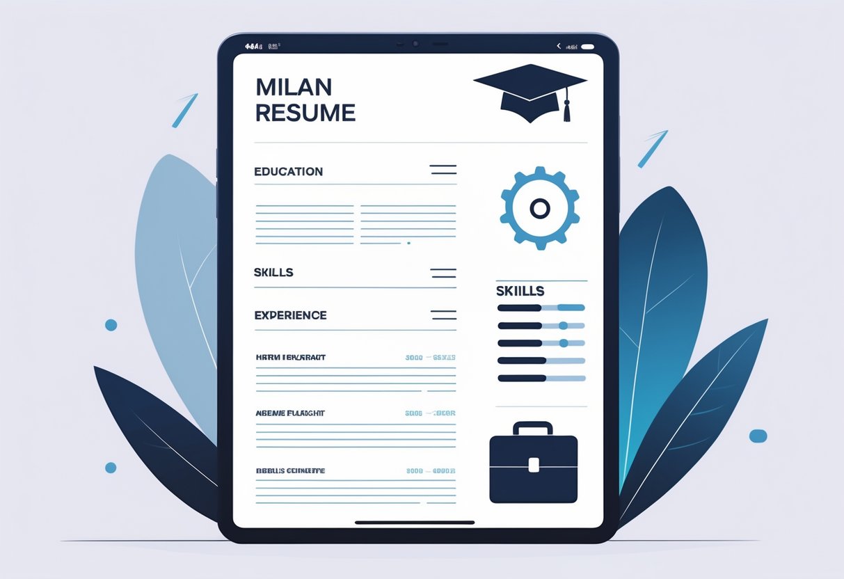 20 ATS Resume Examples & Guide for 2025: Beat the Bots and Land More Interviews 3 A digital device screen showing a well-organized resume layout with sections for education, experience, and skills represented by icons and clear visual divisions.