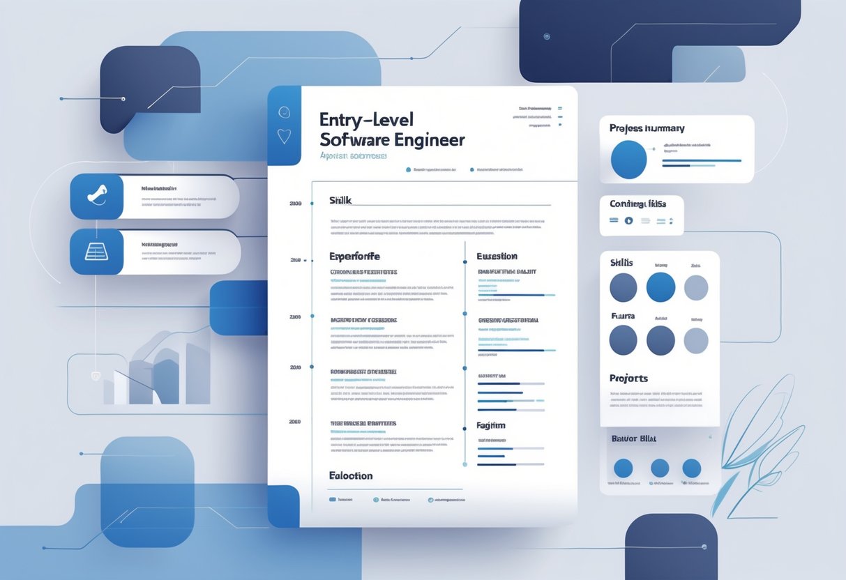 10 Entry-Level Software Engineer Resume Examples for 2025 to Land Your First Tech Job 2 A clean and organized resume layout with a clear header and multiple sections for skills, experience, and education.