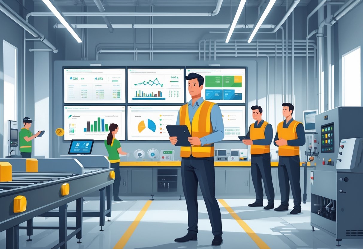 13 Maintenance Manager Resume Examples & Guide for 2025: Proven Templates and Expert Writing Tips 1 A maintenance manager in a safety vest holding a tablet, overseeing technicians working on industrial machinery in a control room.