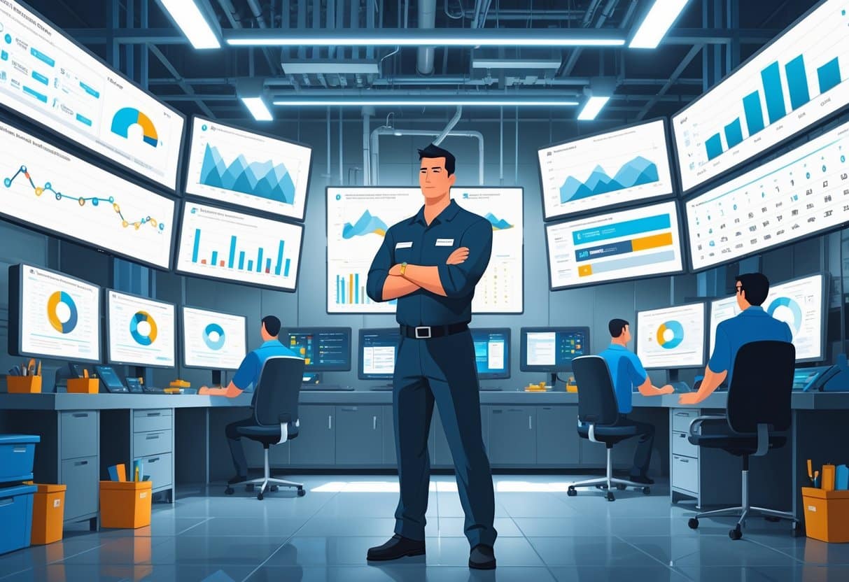 13 Maintenance Manager Resume Examples & Guide for 2025: Proven Templates and Expert Writing Tips 4 A Maintenance Manager overseeing a team in an industrial control room with digital screens showing project progress and successful results.