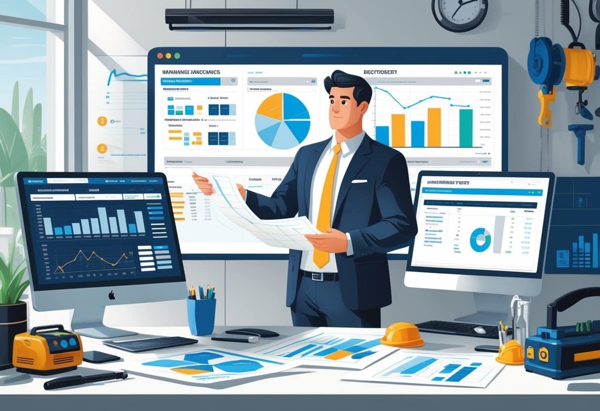 13 Maintenance Manager Resume Examples & Guide for 2025: Proven Templates and Expert Writing Tips 5 A maintenance manager reviewing financial charts and maintenance schedules in an office surrounded by tools and equipment.
