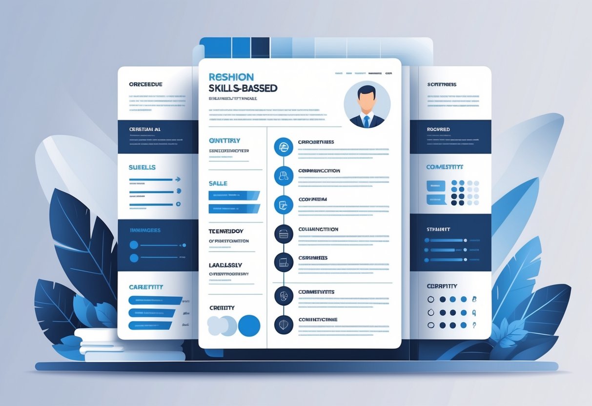 5 Functional Resume Templates | Skill Based for 2025: Modern Formats to Highlight Your Abilities 3 An illustration of a clean, organized skills-based resume layout with icons representing different skill categories.