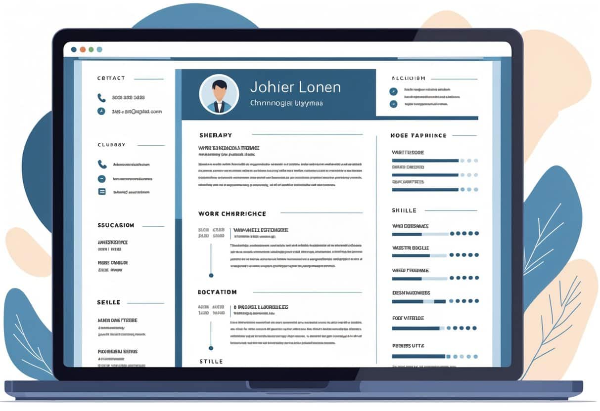 10 Chronological Resume Templates for 2025 | PDF & TXT for Modern Job Seekers 2 A digital device displaying a clean, organized chronological resume template with distinct sections arranged vertically.