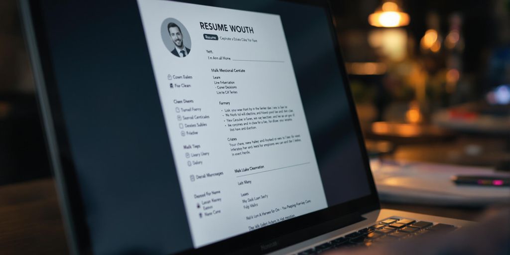 Laptop with a resume on the screen