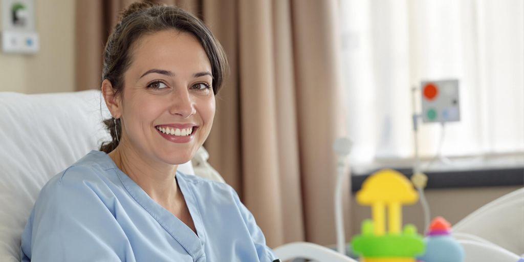 Pediatric nurse with child, illustrative image.