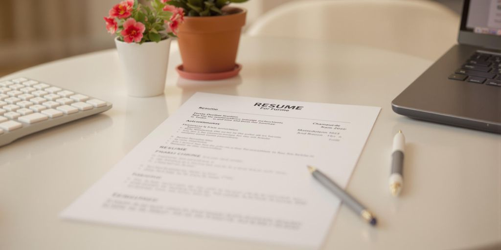 Polished resume, organized desk, successful homemaker.