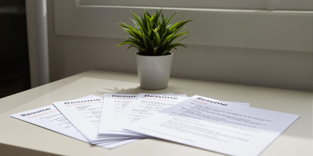 Clean, modern resume templates on a desk.