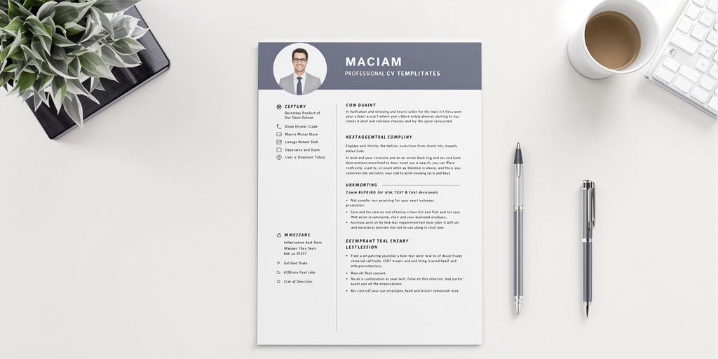 Professional CV template on a desk