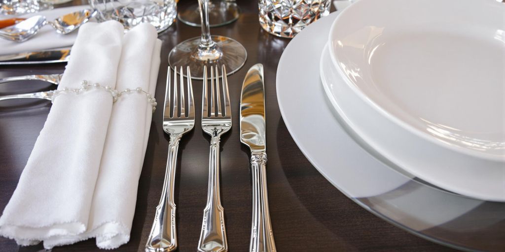 Table setting with dishes and silverware