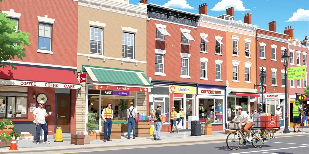 Summer Philadelphia outdoor workers: barista, construction, retail associate, delivery cyclist
