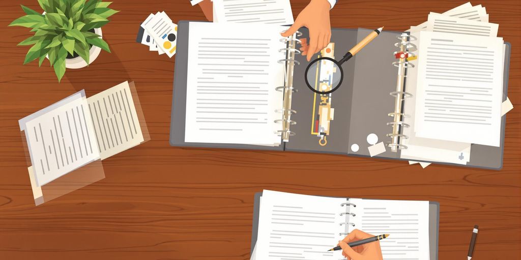 Professionals reviewing regulatory documents on a table.