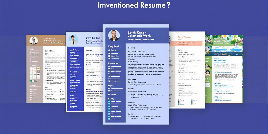 Clean resume layouts, diverse professional settings.
