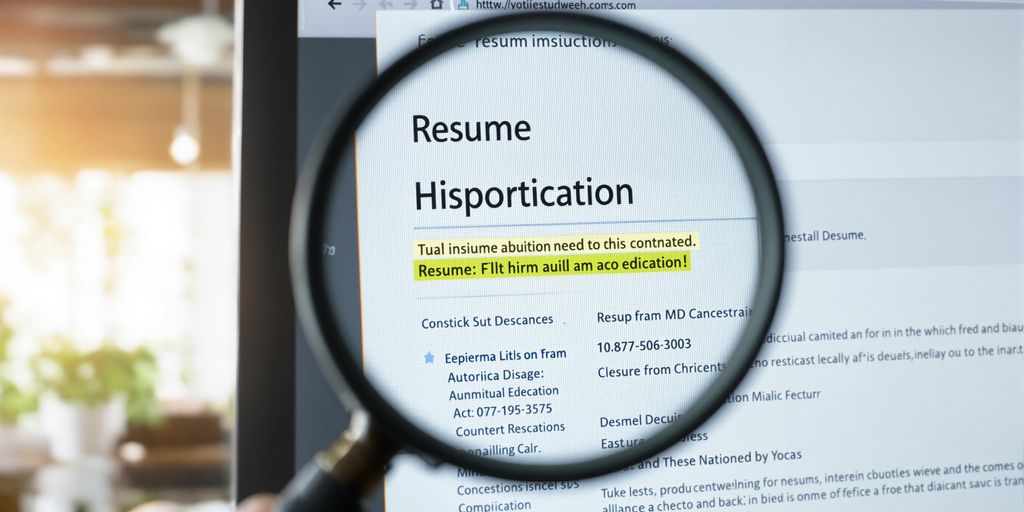 Resume on screen, magnifying glass