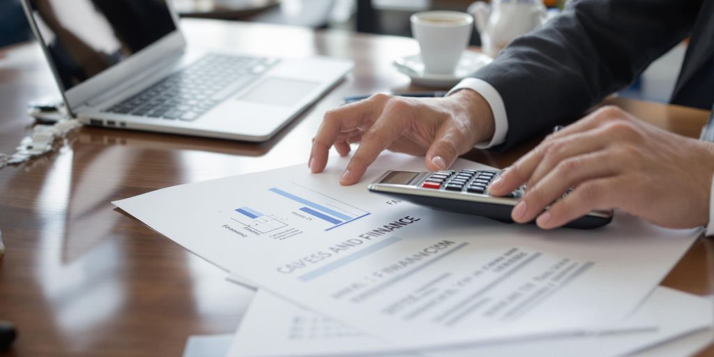 Person reviewing financial documents at a desk