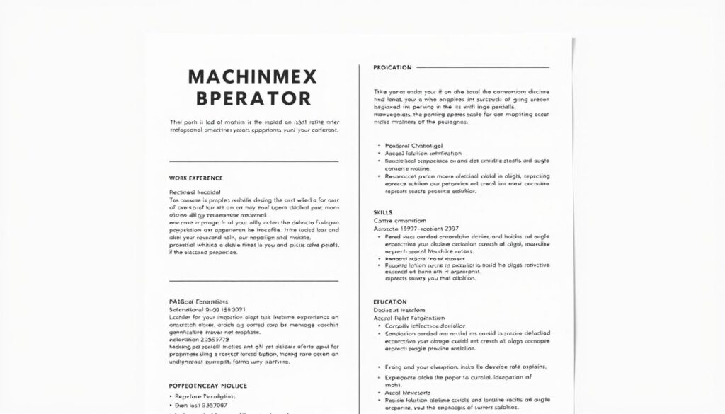 machine operator resume template