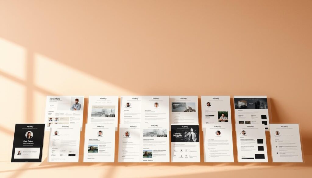 resume templates selection interface