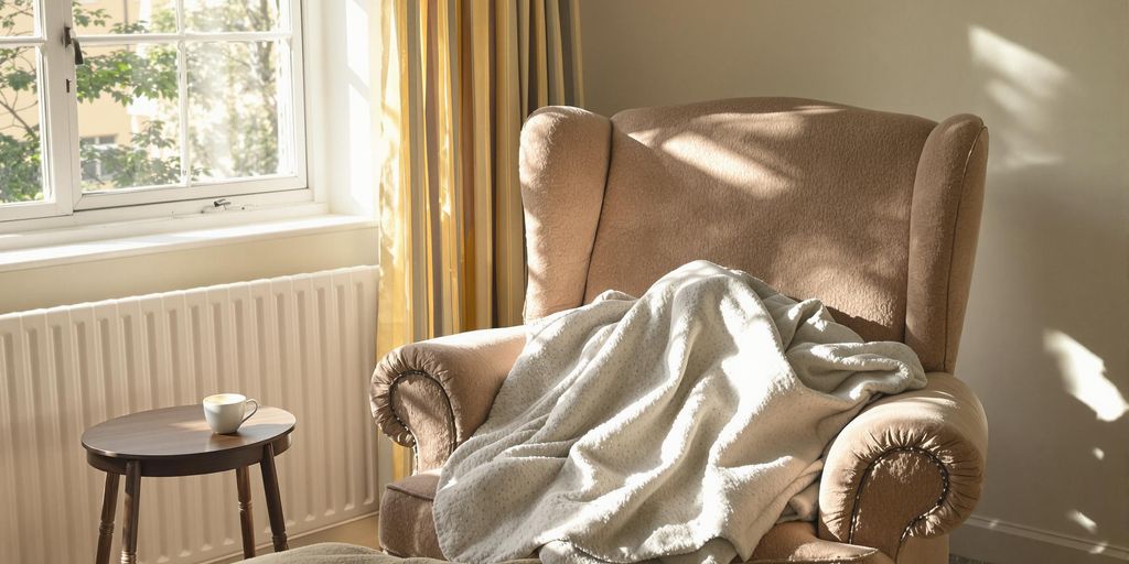 Person relaxing in a comfy chair.