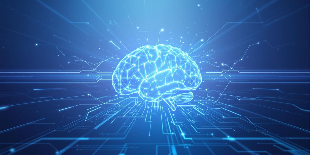 AI platform with glowing brain