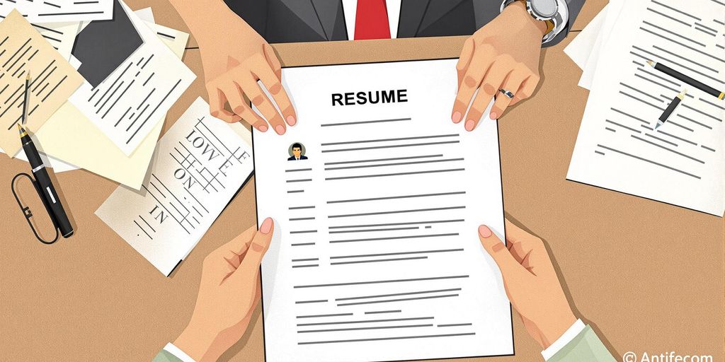 Assistant manager reviewing resume for success.
