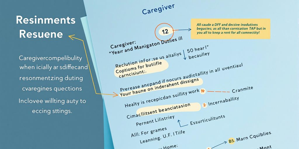 Person highlighting caregiver resume duties.