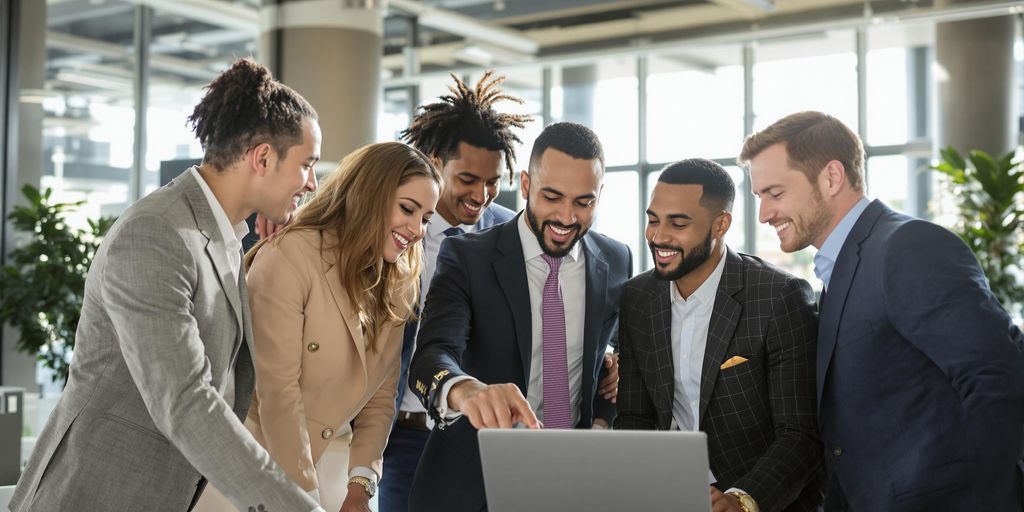 Business professionals in modern office