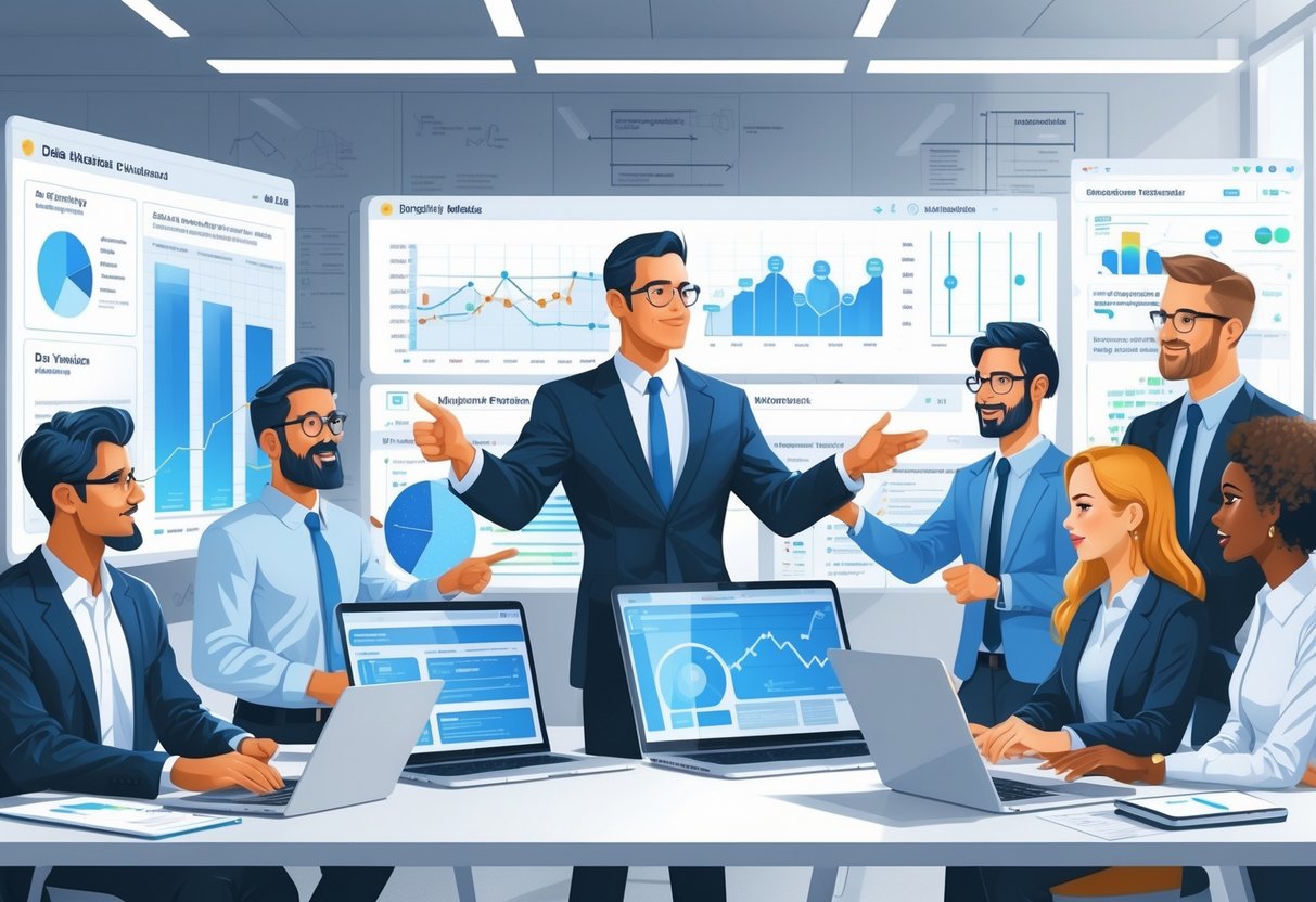 10 Data Manager Resume Examples & Guide for 2025: Expert Tips and Proven Formats 3 A data manager leading a team of professionals collaborating on data projects in a modern office with digital charts and project plans.