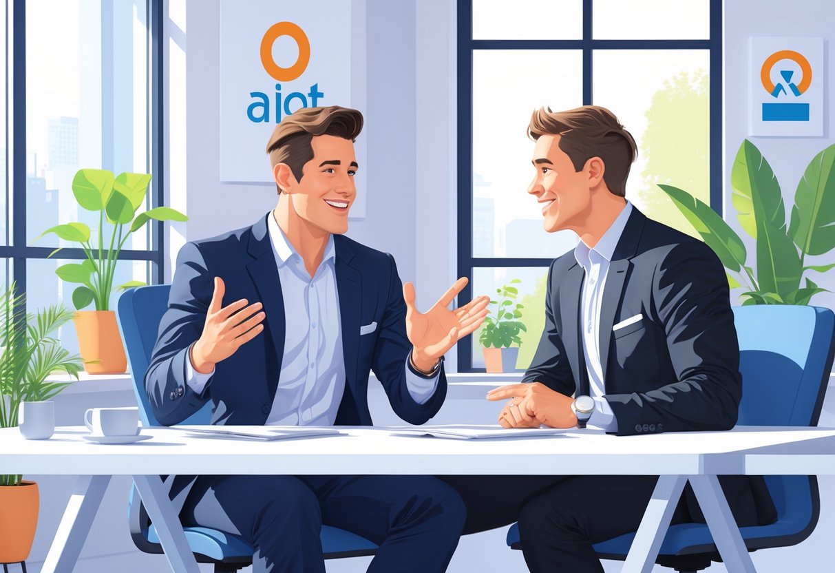 7 Surefire Signs That Your Job Interview Was a Success and What to Expect Next 5 An interviewer and a job candidate sitting at a table in an office, engaged in a positive conversation.