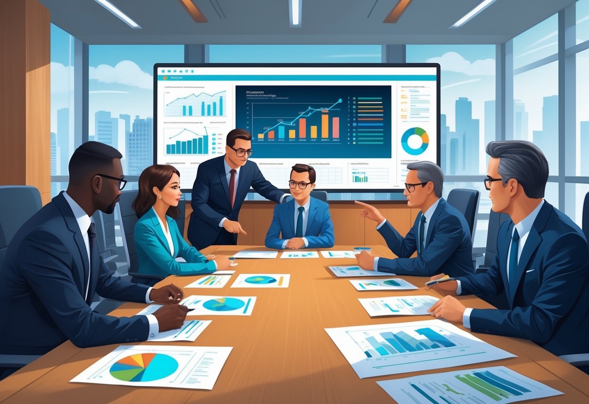Professional Board of Directors Cover Letter Examples for Effective Applications 4 A group of board members in a conference room reviewing financial data and discussing oversight contributions.