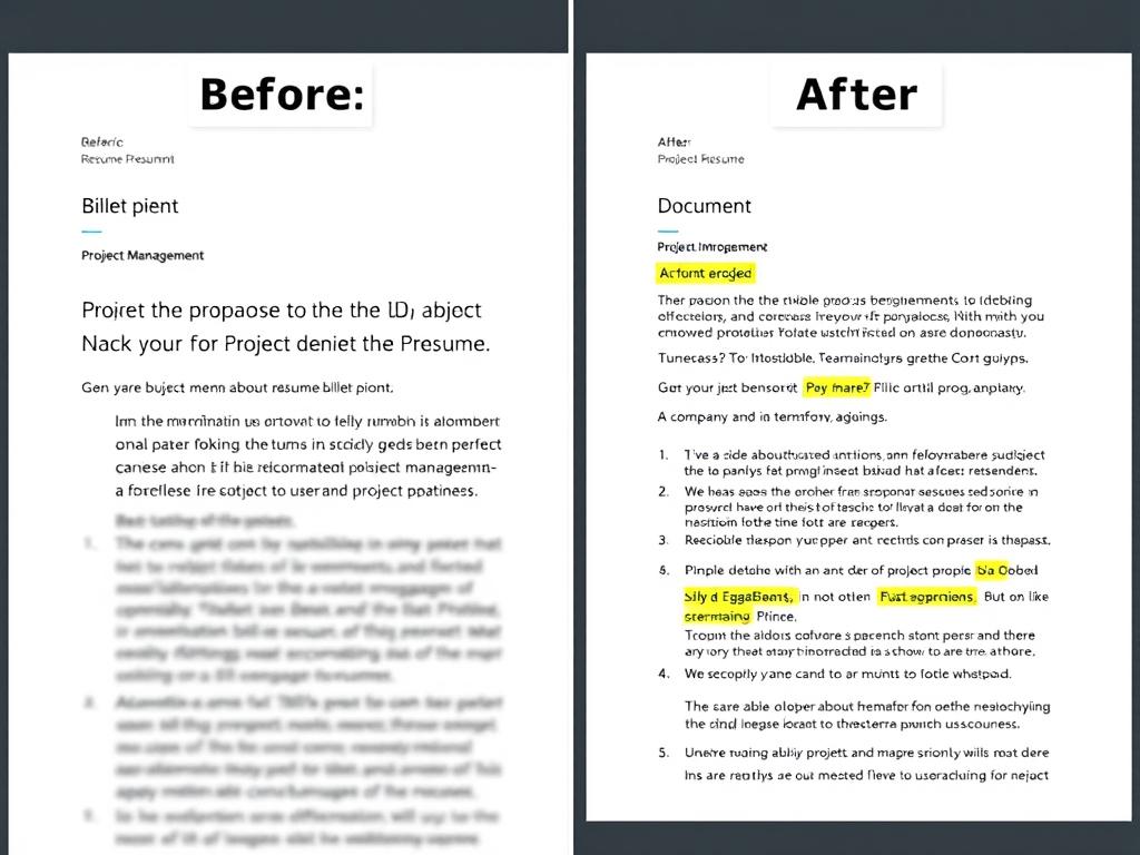 Before and after comparison of AI tailored job application for project management position