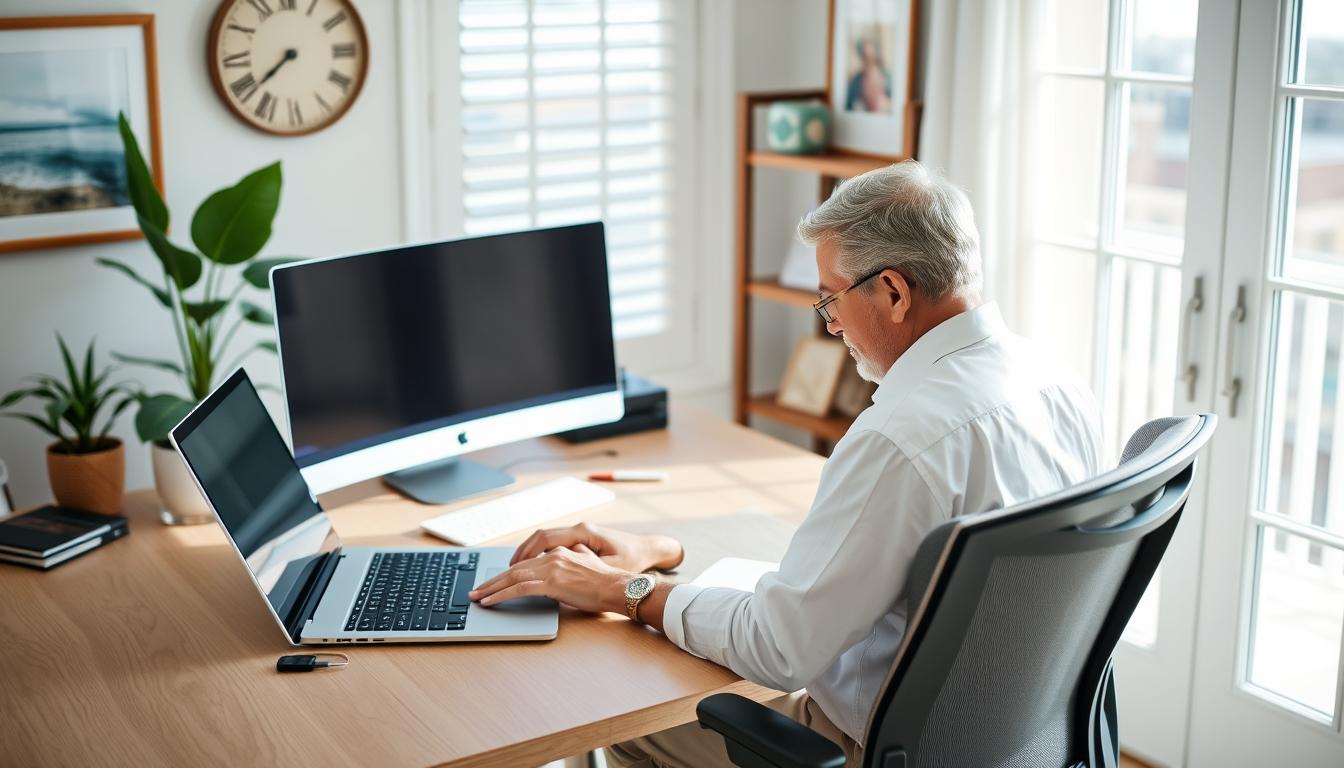 Person working remotely from Pensacola home office, representing full time jobs Pensacola Florida hiring now